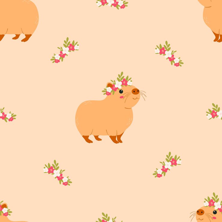 Wektor piękny bezszwowy wzór capybaras szablon do tekstylnej tapety opakowania okładki kartki internetowej druku pudełka