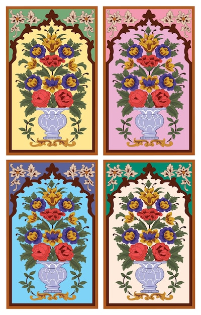 Plik wektorowy piękny bezszwowy wzór floralny do druku cyfrowego z motywem kwiatowym mughalów indyjskich