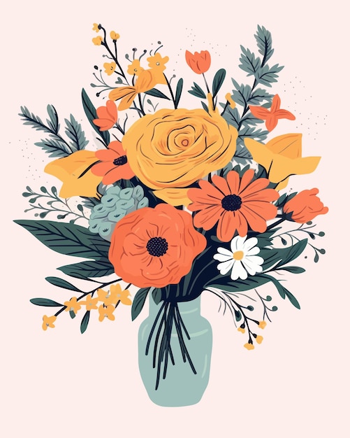 Plik wektorowy piękny bukiet kwiatów ilustracji wektorowych kolorowy bukiet różnych kwiatów