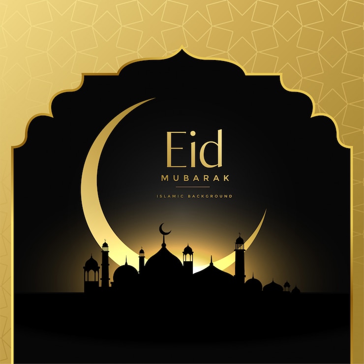 Wektor piękny eid mubarak złotym tle sceny