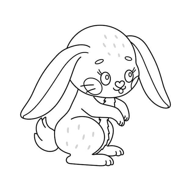 Piękny królik siedzący kreskówkowy królik wielkanocny kawaii królik kolorystyczny dla dzieci i dorosłych
