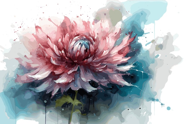 Plik wektorowy piękny kwiat malarstwo akwarela ilustracja na białym tle