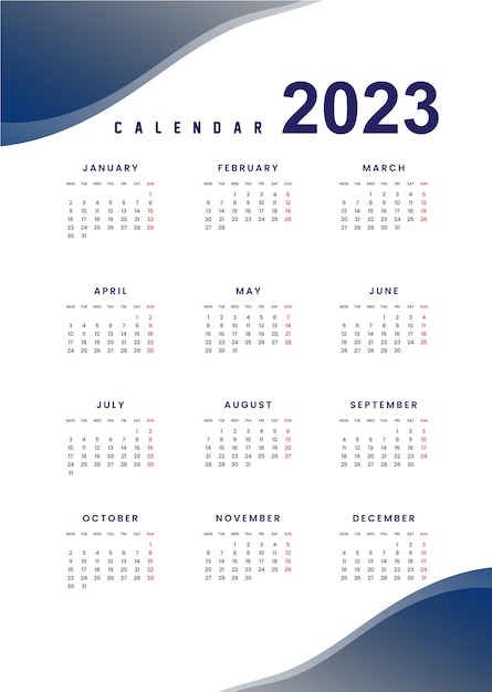 Plik wektorowy piękny projekt kalendarza 2023