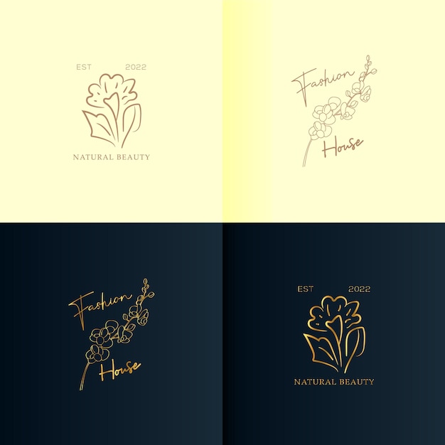 Piękny Projekt Kolekcji Logotypu Kwiat Monogram