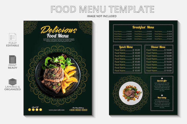 Plik wektorowy piękny projekt menu żywności gotowy do druku