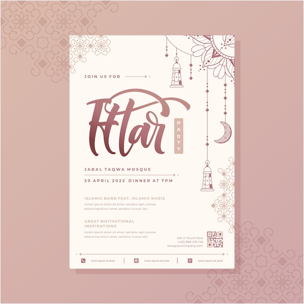 Plik wektorowy piękny projekt szablonu zaproszenia na imprezę iftar