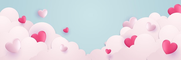 Piękny Różowy Błyszczący Kształt Miłości Na Tle Chmury - Koncepcja Walentynki. Projekt Na Specjalne Dni, Dzień Kobiet, Walentynki, Urodziny, Dzień Matki, Dzień Ojca, Boże Narodzenie, ślub.