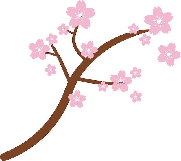 Piękny Różowy Kwiat Wiśni Sakura Ilustracja