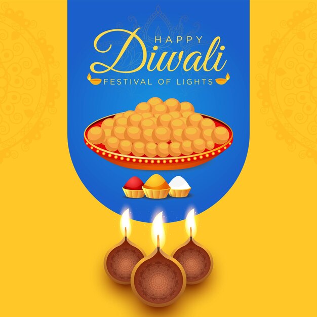 Piękny Szablon Projektu Banera Festiwalu Happy Diwali Indian