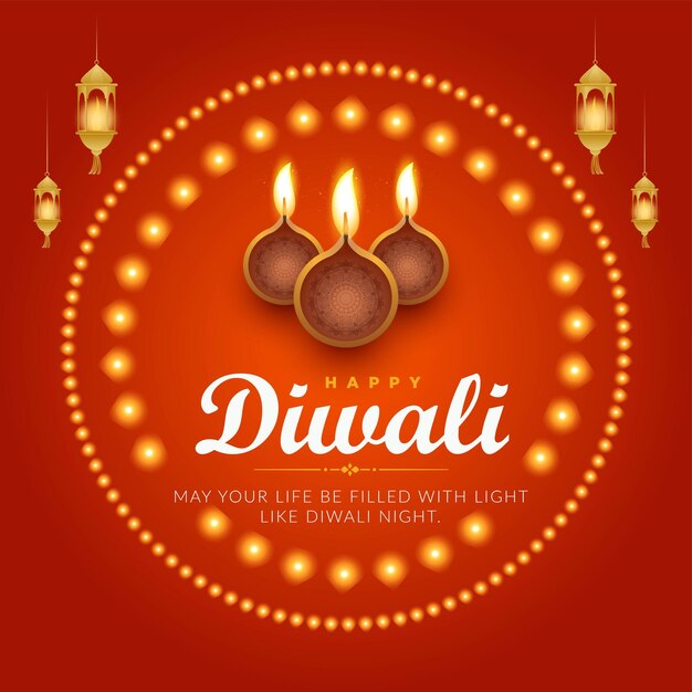 Piękny Szablon Projektu Banera Festiwalu Happy Diwali Indian