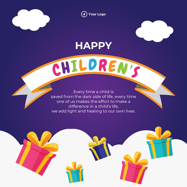 Plik wektorowy piękny szablon projektu banera szczęśliwy dzień dziecka