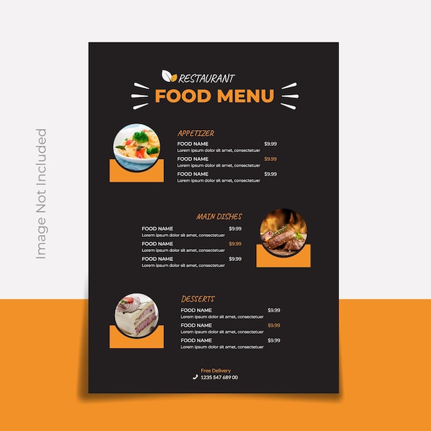 Piękny szablon projektu menu jedzenia