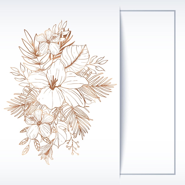 Plik wektorowy piękny szablon zaproszenia karty z pozdrowieniami kwiatowymi linii sztuki