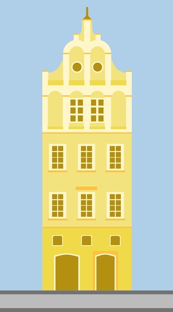Plik wektorowy piękny wektor starego żółtego domu, fasada budynku w stylu retro wiktoriańskim.