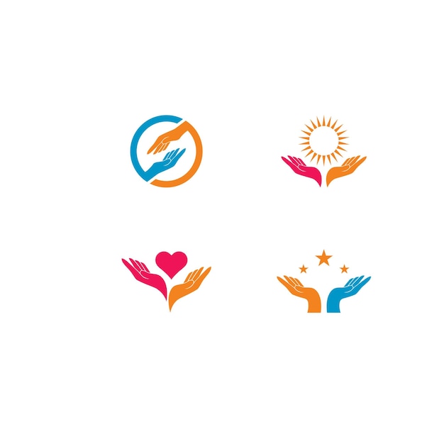 Pielęgnacja dłoni Logo szablon wektor ikona ilustracja