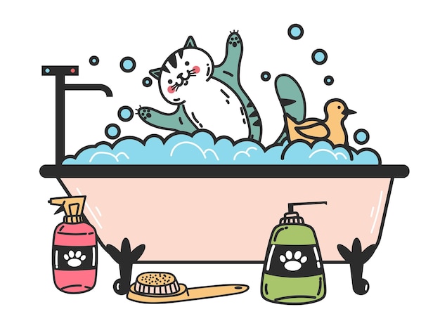 Pielęgnacja Kotów Domowych Dostarcza Domowe Akcesoria Izolowane Na Białym Tle Płaskiej Grafiki