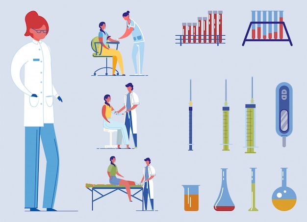 Plik wektorowy pielęgniarka i lekarz zestaw z kreskówek z jedną postacią