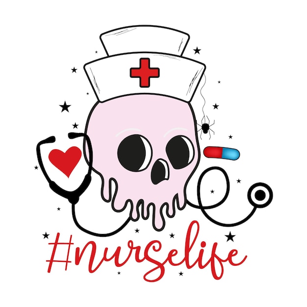 Plik wektorowy pielęgniarka sublimacyjna koszulka na halloween pielęgniarka sublimacyjna
