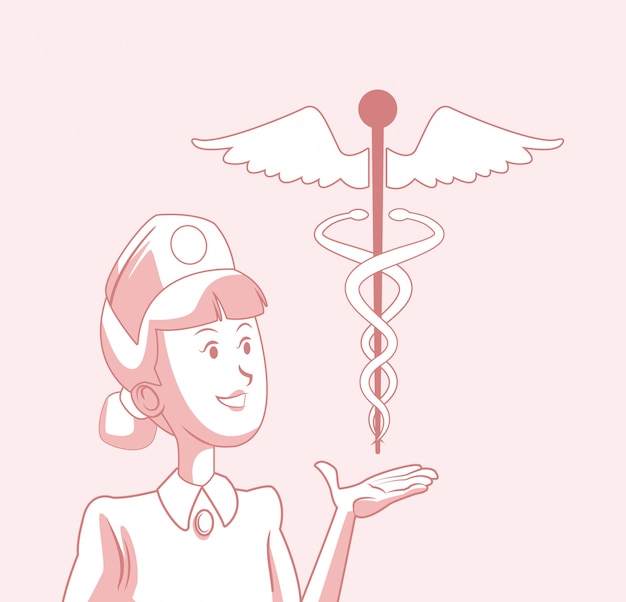 Pielęgniarka Z Medyczny Symbol Kaduceusz
