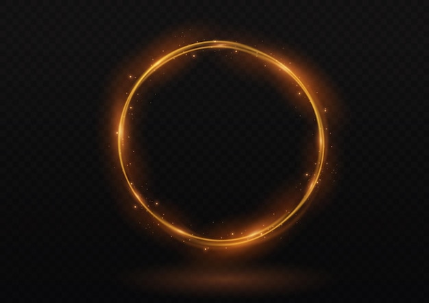 Pierścień pomarańczowego płomienia ognista okrągła rama ze srebrnego ognia świecącego neonowego wiru Lśniące światło koła