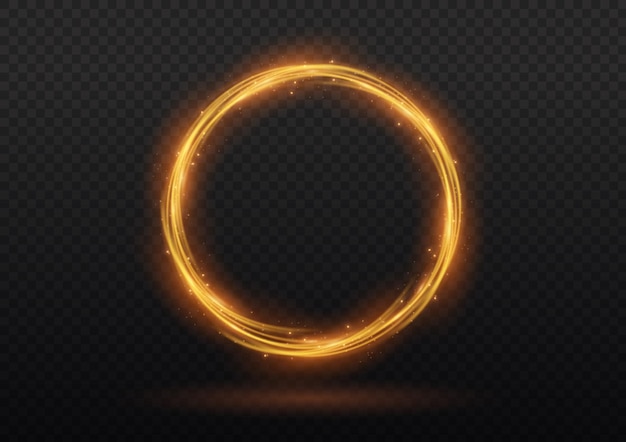 Pierścień Pomarańczowego Płomienia Ognista Okrągła Rama Ze Srebrnego Ognia świecącego Neonowego Wiru Lśniące światło Koła