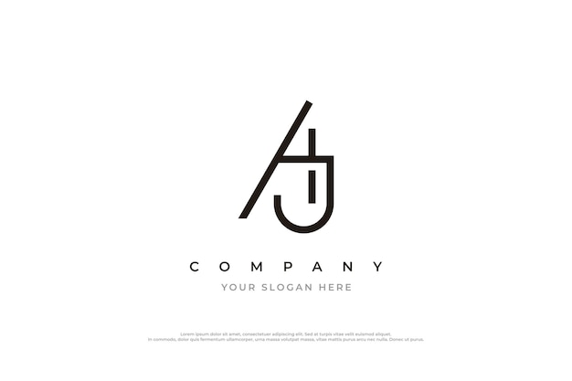 Pierwsza litera AJ Monogram Logo Design Vector