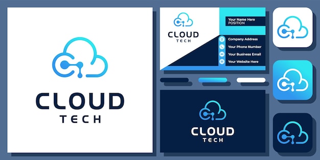 Pierwsza Litera C Cloud Connect Technologia Połączenie Komunikacja Projektowanie Logo Z Wizytówką