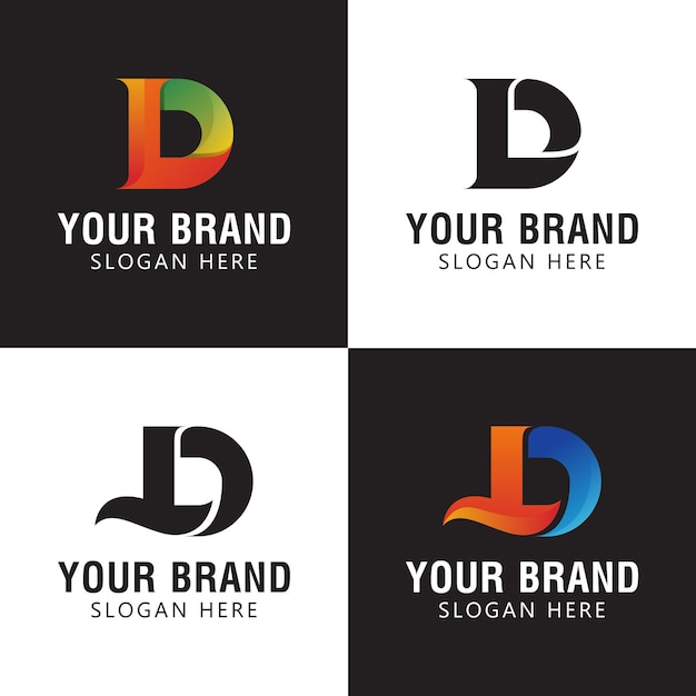 Pierwsza litera D, LD lub DL monogram kolorowy design dla logo tożsamości korporacyjnej