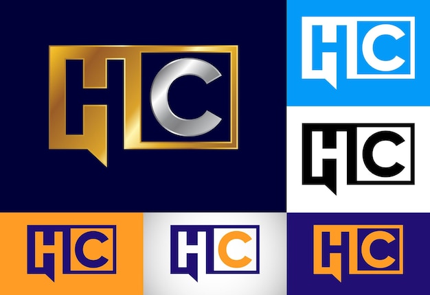 Pierwsza Litera Hc Logo Design Wektor Graficzny Symbol Alfabetu Dla Tożsamości Firmy Korporacyjnej