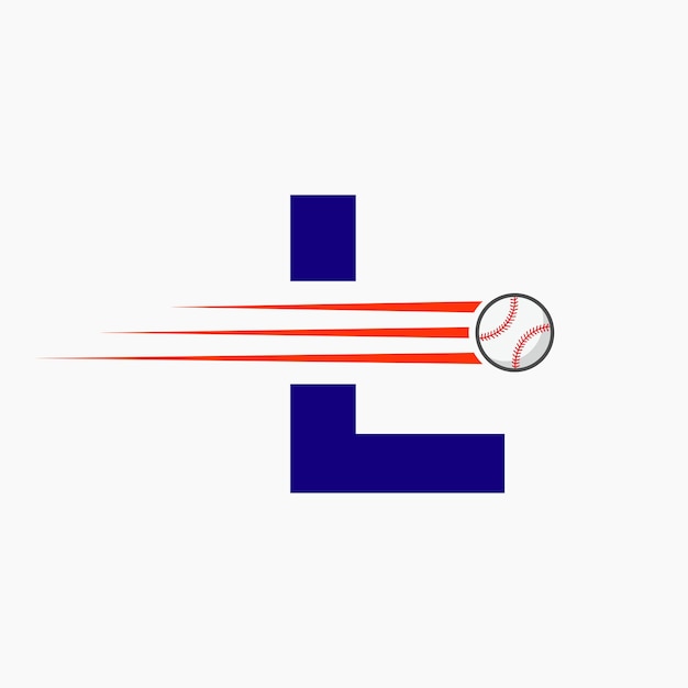 Pierwsza Litera L Logo Baseballu Z Ruchomą Ikoną Baseballu