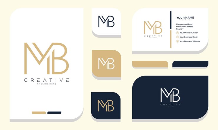 Wektor pierwsza litera mb letter logo design i wizytówka