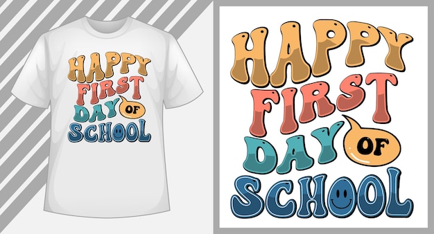 Pierwszy Dzień Szkolnej Koszulki Z Falistą Typografią