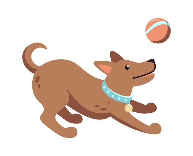 Plik wektorowy pies bawiący się piłką ikona zwierząt ilustracja wektora