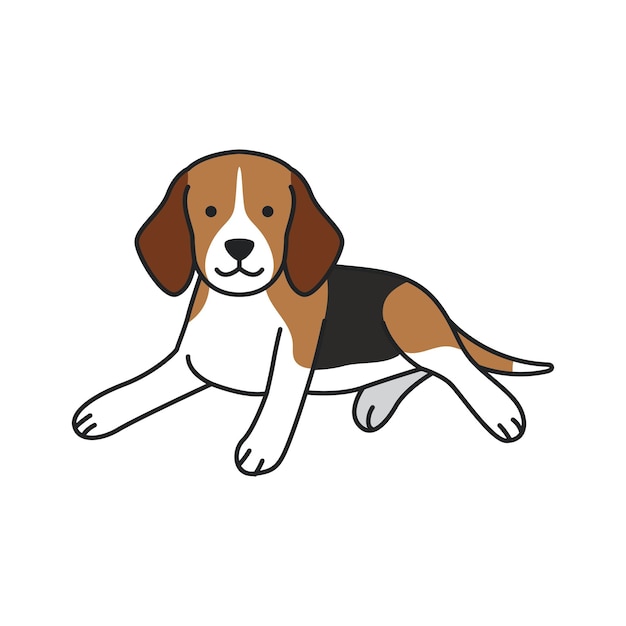 Pies Beagle Ilustracja wektorowa w stylu kreskówki Izolowana na białym tle