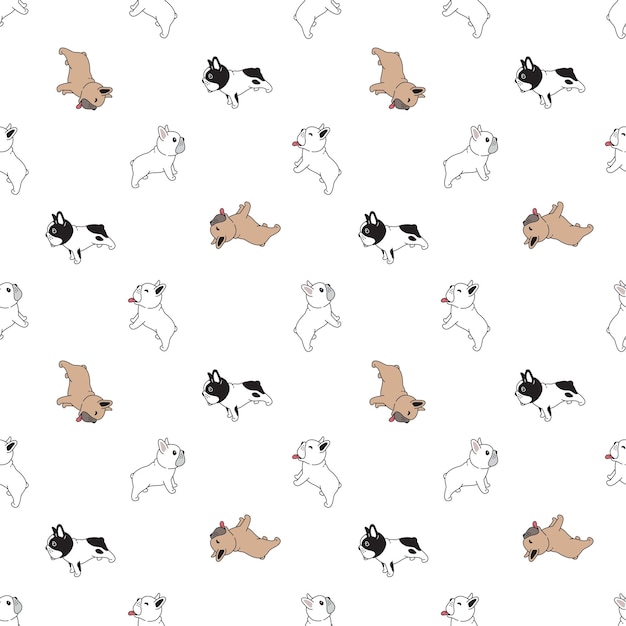 pies buldog francuski bezszwowe szczenię rasy zwierząt domowych kreskówka
