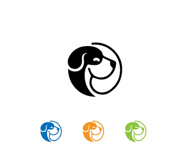 Pies Głowa Logo Ikona Projekt Płaski Wektor Ilustracja