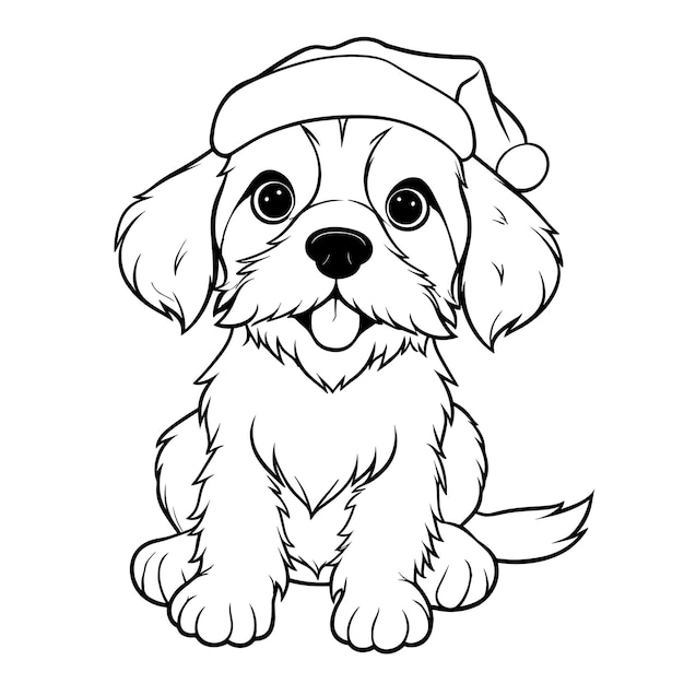 Pies noszący Santa Beard Santa Beard Komiczne strony do malowania Wektor