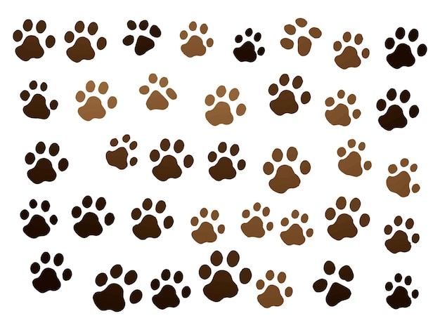 Pies Paw Cat Paw kotek wektor bezszwowy wzór izolowany na białym tle