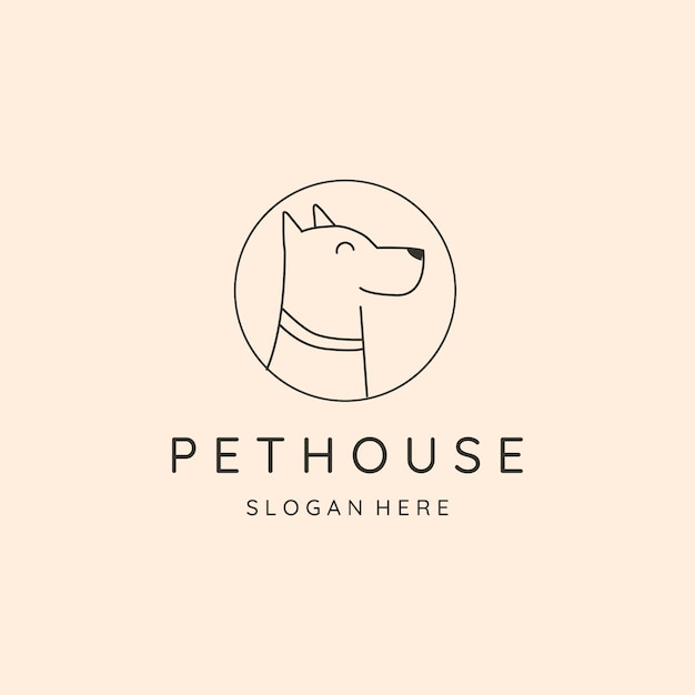 Pies Pet House Linia Sztuki Logo Wektor Symbol Ilustracja Projekt