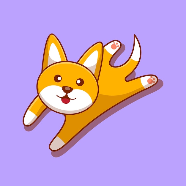 Pies rozciągający kreskówka wektor ilustracja kawaii zwierząt