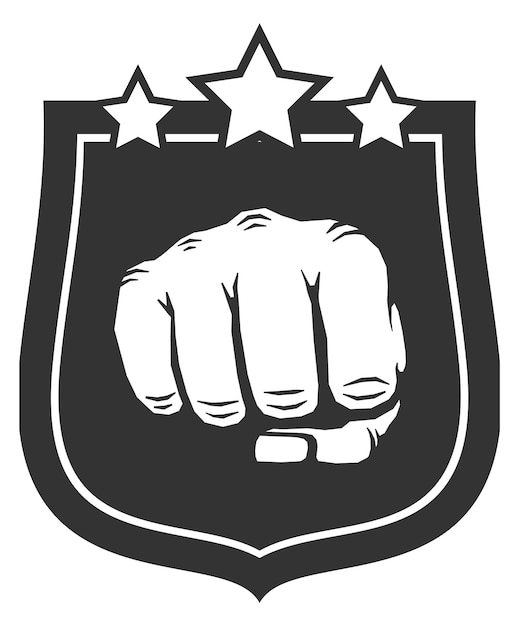 Pięść Czarny Emblemat Logo Klubu Walki