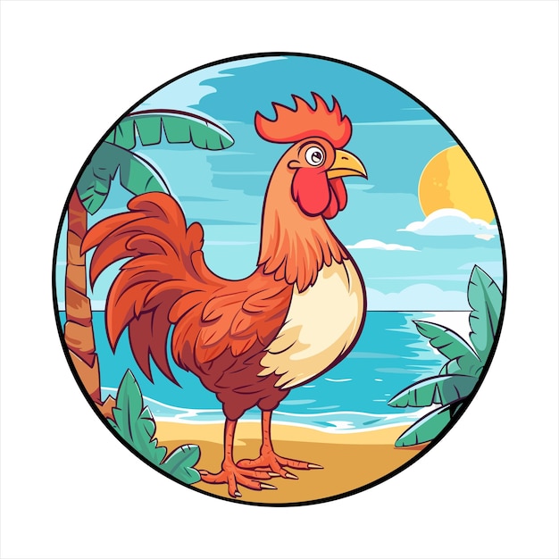 Plik wektorowy pieśń słodki zabawny kreskówka kawaii kolorowy akwarel plaża lato zwierzę domowe naklejki ilustracja