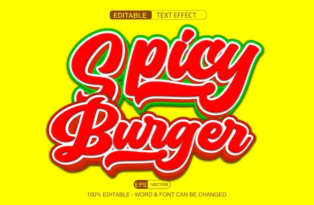 Pikantny Burger Edytowalny Efekt Tekstowy Wektor Z Słodkie Tło
