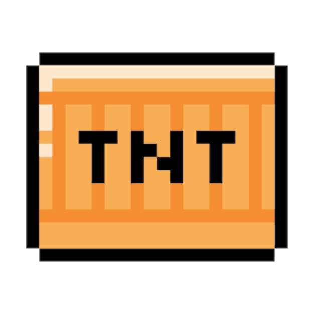 Piksel 8-bitowy obiekt dynamitu TNT jako element stylu gry wideo Ilustracja wektorowa Pixelized Creative Symbol i ikona