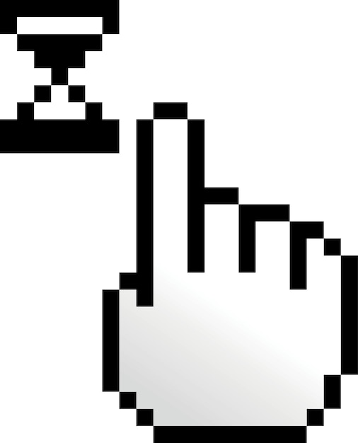 Pikselowa Ilustracja Gestu Dotykowego Z Symbolem Klepsydry