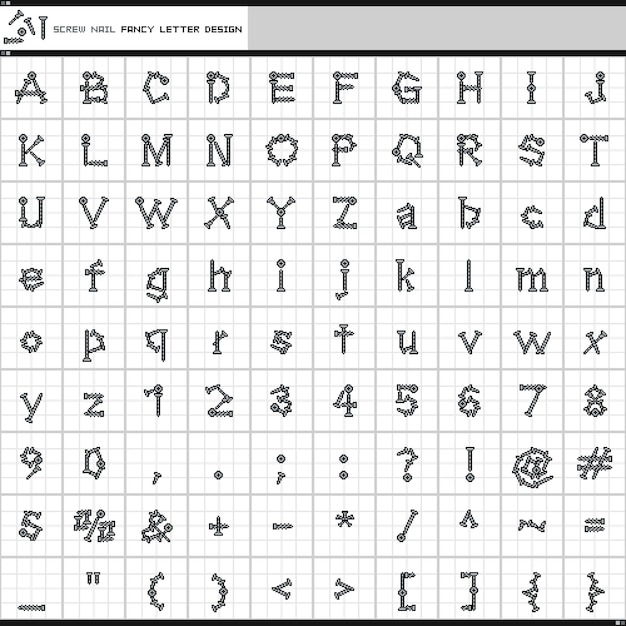 Pikselowe Ozdobne Litery śrubowe Do Paznokci