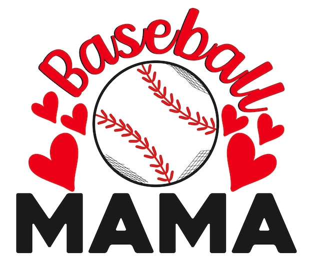 Piłka Baseballowa Z Sercami Z Napisem Baseball Mama.