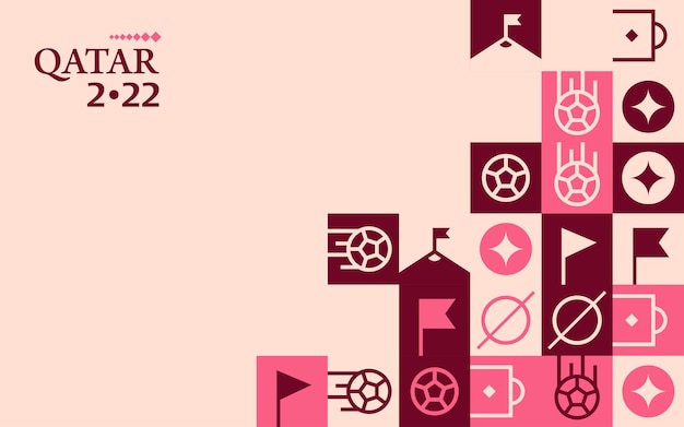 Piłka nożna Doha Katar 2022 Kreatywny geometryczny szablon tła Piłka nożna baner internetowy w tle