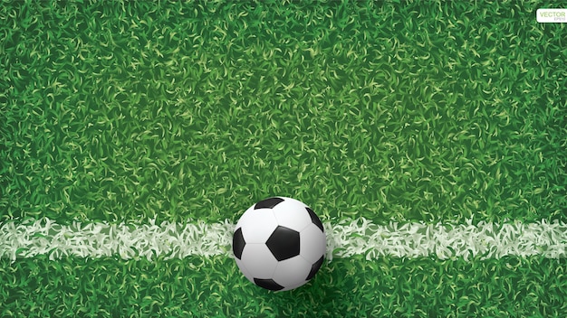 Piłka nożna Piłka na zielonej trawie tła boisko do piłki nożnej.