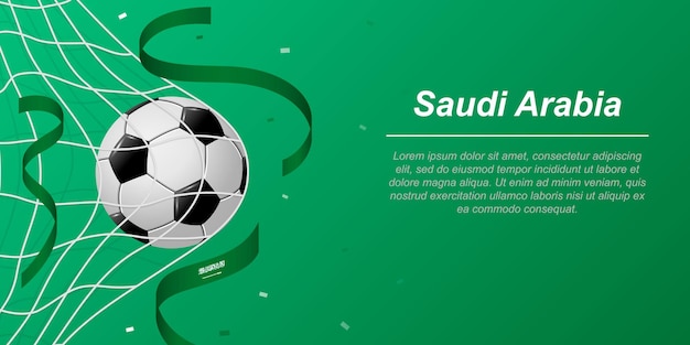 Piłka Nożna Tło Z Latającymi Wstążkami W Kolorach Flagi Arabii Saudyjskiej